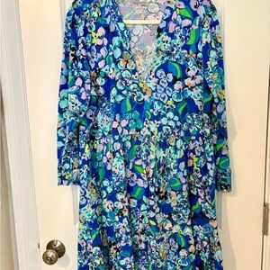 Lilly Pulitzer Blue Floral Dress Very Good Condition